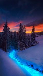 Glowing Mini River in Mountains