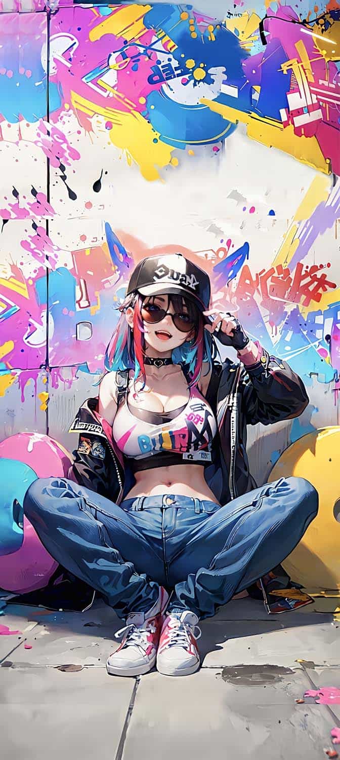 Anime Girl Graffiti Wall Art 4K Wallpaper iPhone HD Phone #9250f