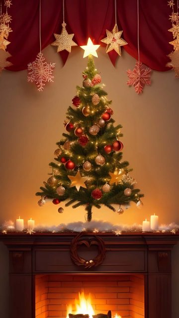 Indoor Christmas Tree iPhone Wallpaper