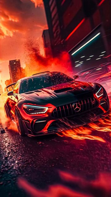 Mercedes AMG Fire iPhone Wallpaper