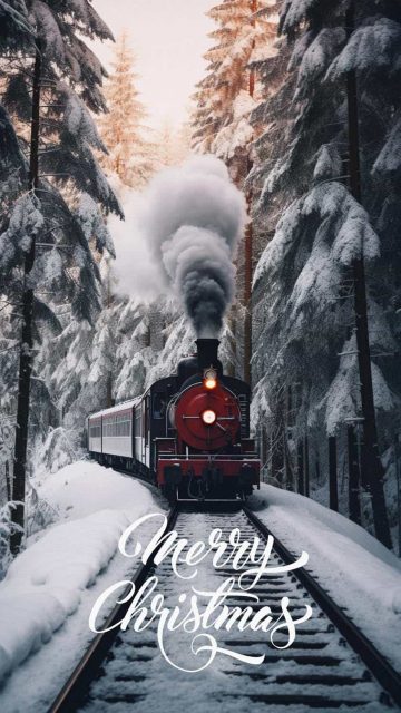 Merry Christmas Winter Express iPhone Wallpaper