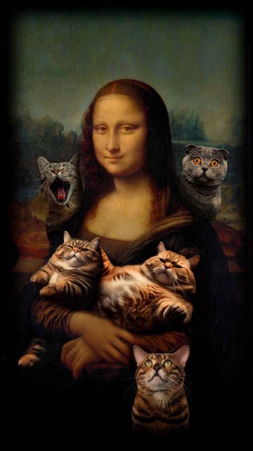 Monalisa with Cats iPhone Wallpaper