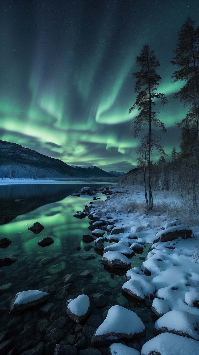 Northern Lights River iPhone Wallpaper