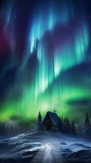 Sky Aurora Lights Winter iPhone Wallpaper