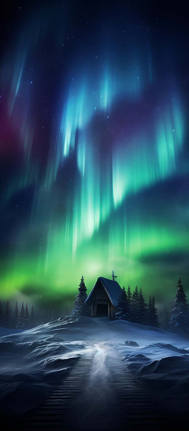 Sky Aurora Lights Winter iPhone Wallpaper