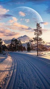 Snow Road iPhone Wallpaper