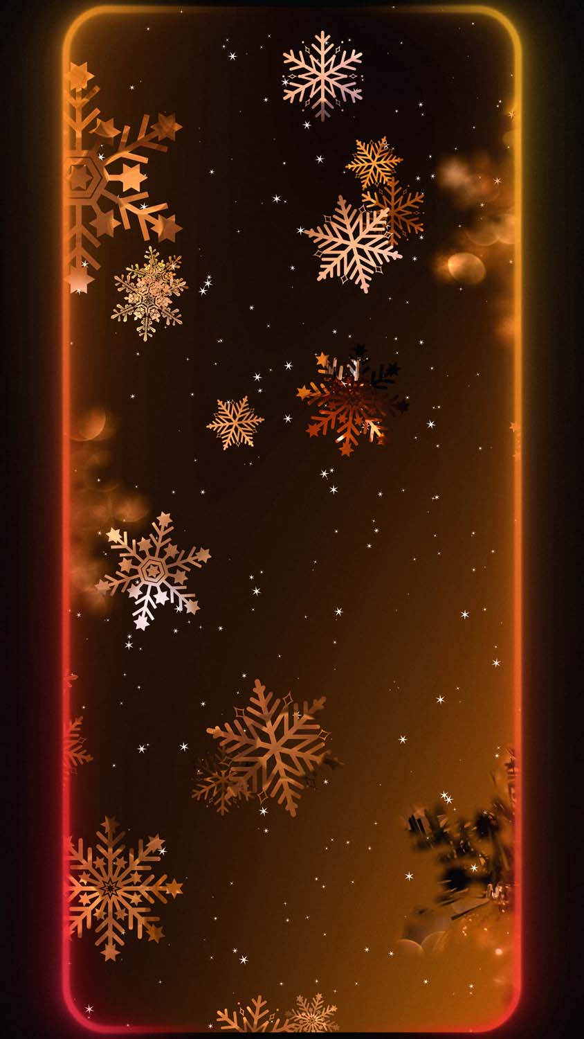Snowflakes Neon Border iPhone Wallpaper