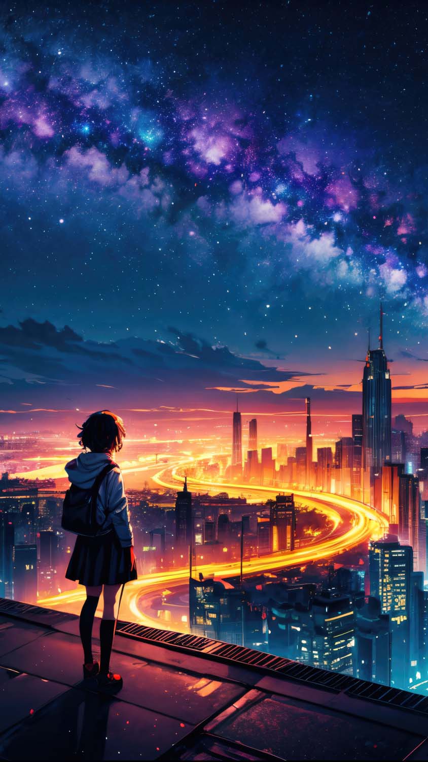 Starry reverie anime scenery iPhone Wallpaper