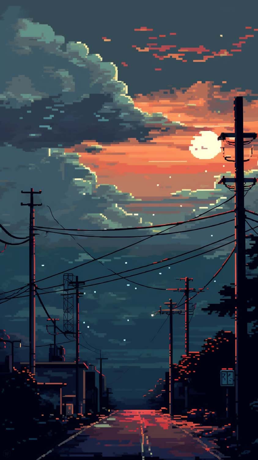 Sunset Road Pixel Art