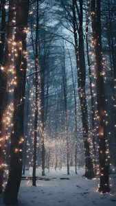 Winter Forest Lights iPhone Wallpaper