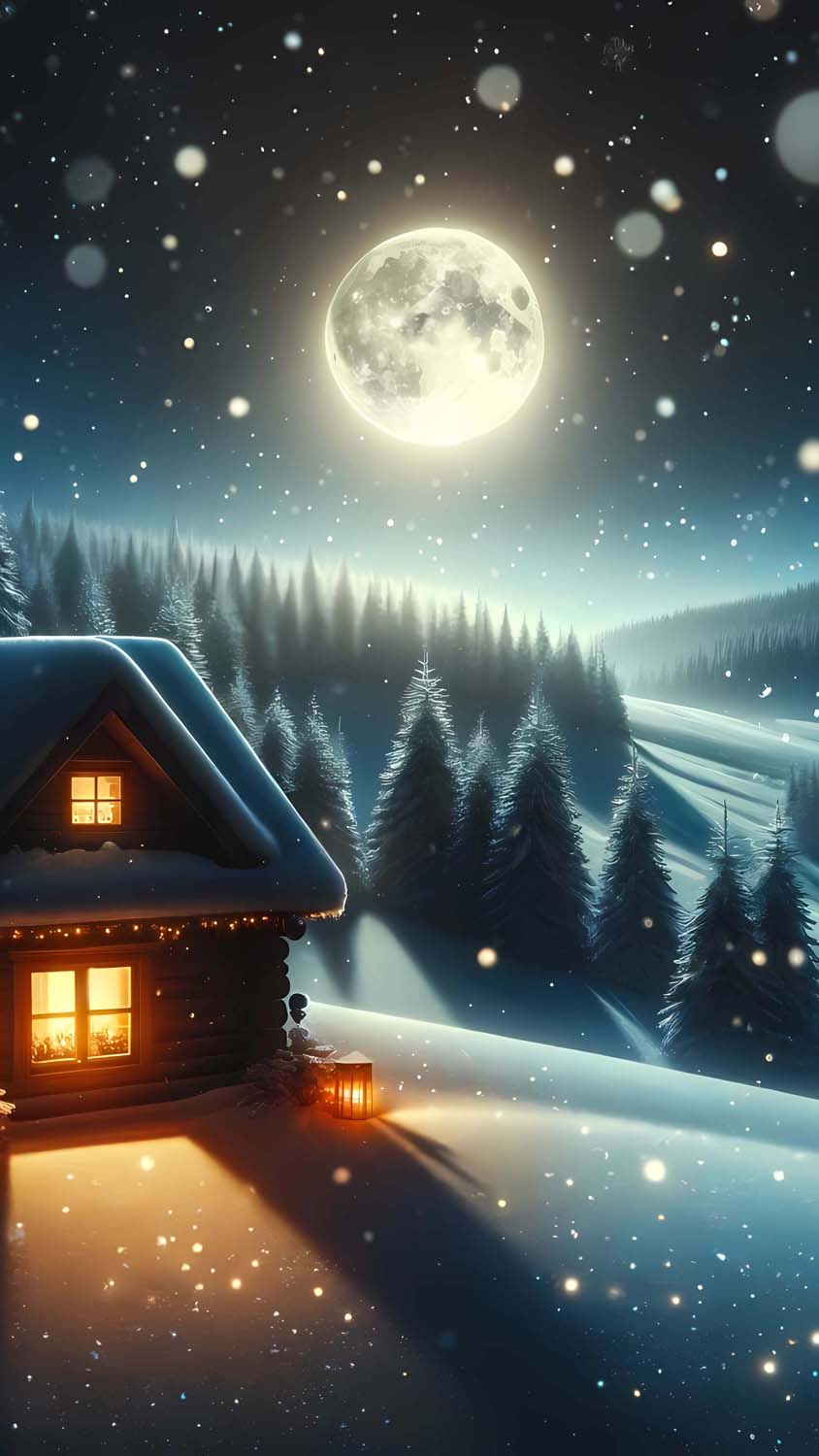 Winter Night Moon iPhone Wallpaper