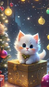 Xmas Cat iPhone Wallpaper