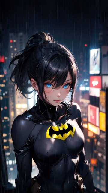 Batwoman as anime girl iPhone Wallpaper