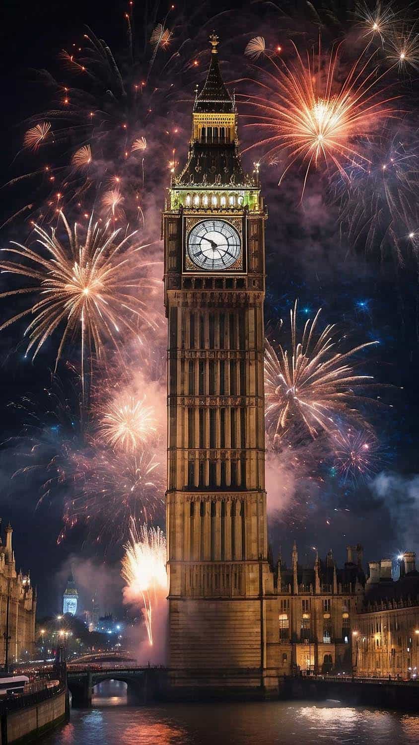 Big Ben New Year Fireworks iPhone Wallpaper