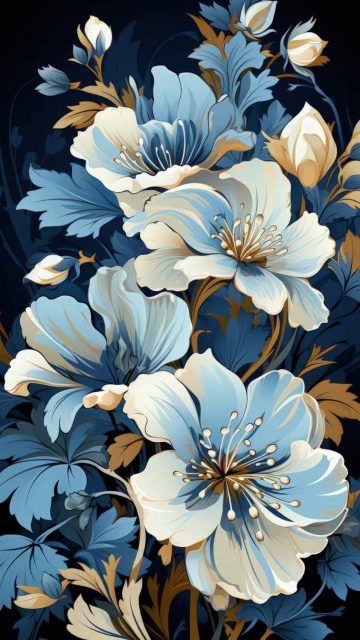 Blue Flower Art iPhone Wallpaper