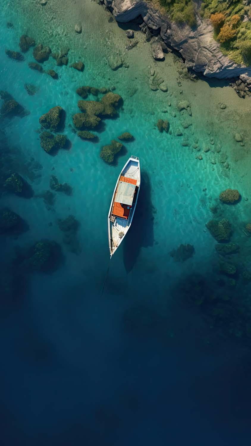 Blue Water Boat iPhone Wallpapers