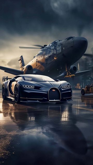Bugatti vs Plane iPhone Wallpaper