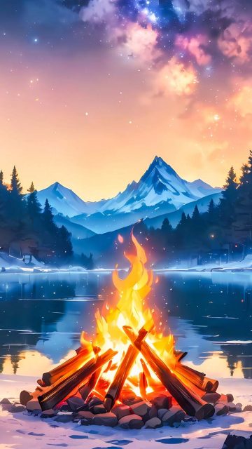 Camping Bonfire iPhone Wallpapers