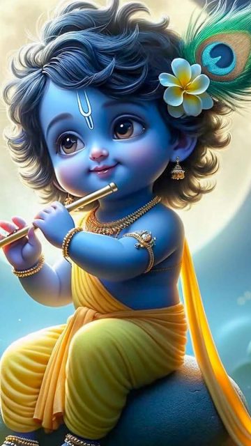 Cute little Krishna iPhone Wallpaper