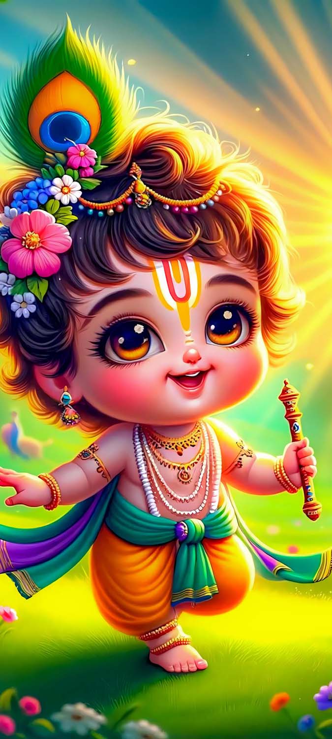 Cute little Krishna iPhone Wallpaper