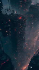 Cyber City Buildings iPhone Wallpaper