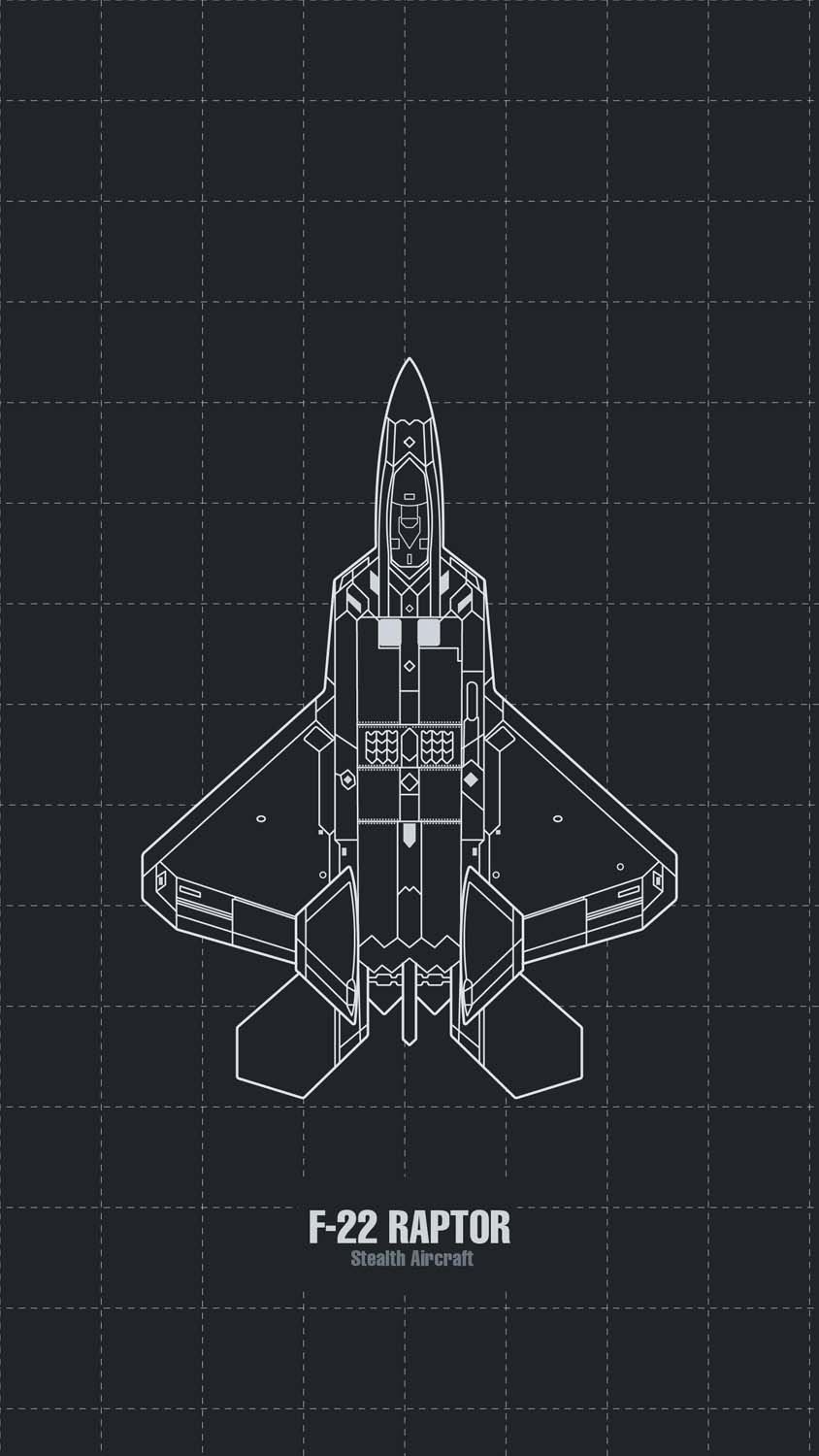 F 22 Raptor Blueprint iPhone Wallpaper