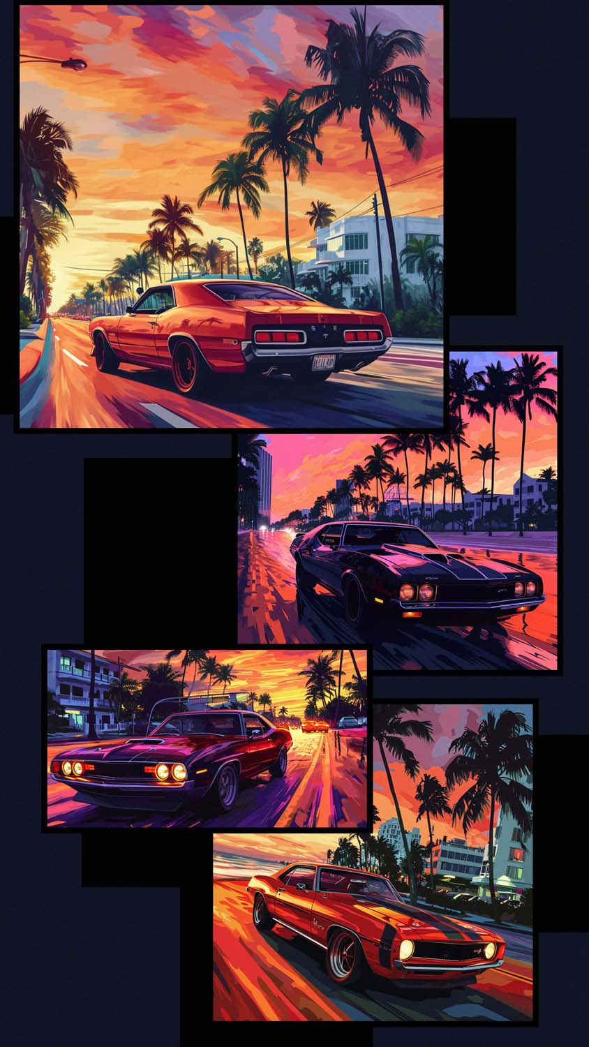 GTA 6 Muscle Cars iPhone Wallpaper