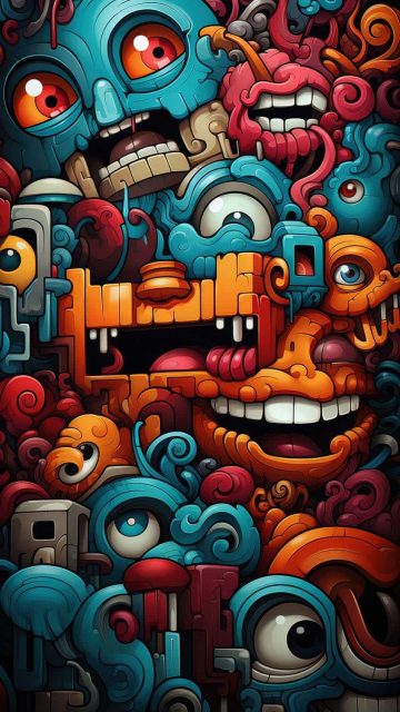 Graffiti Monsters iPhone Wallpaper