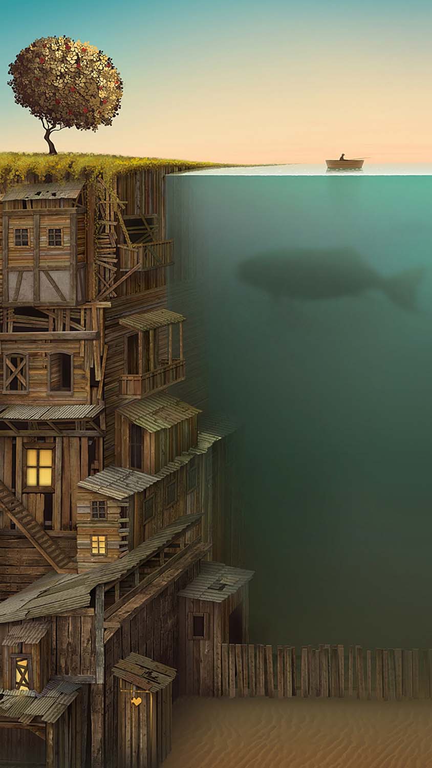 House Underwater iPhone Wallpaper