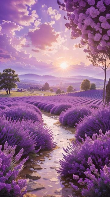 Purple Nature Farm iPhone Wallpaper