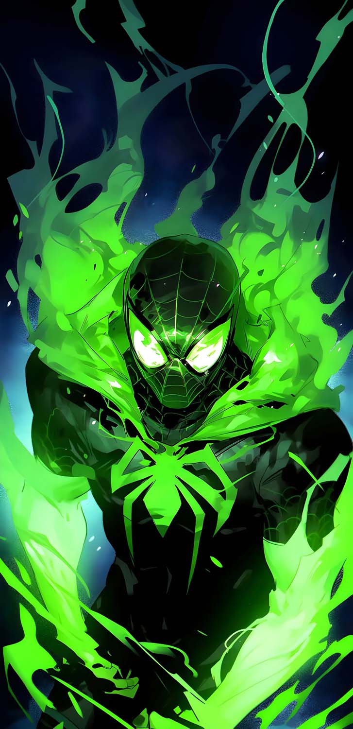 Spiderman Green Powers iPhone Wallpaper