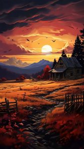 Sunset Nature Art iPhone Wallpaper