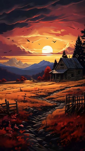 Sunset Nature Art iPhone Wallpaper