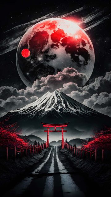 Torii Moon iPhone Wallpaper