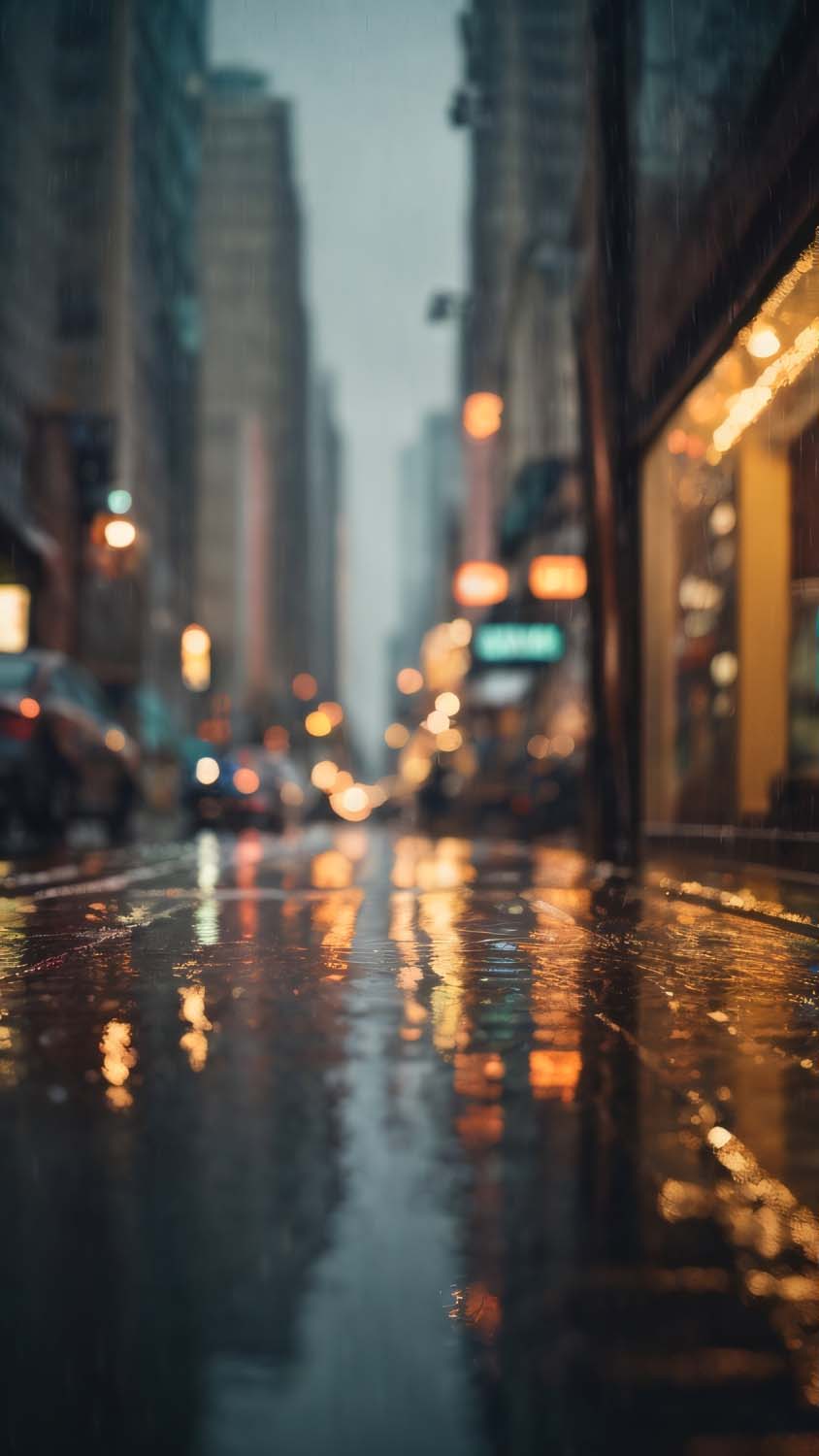 Wet Road Reflection Urban Cityscapes iPhone Wallpapers