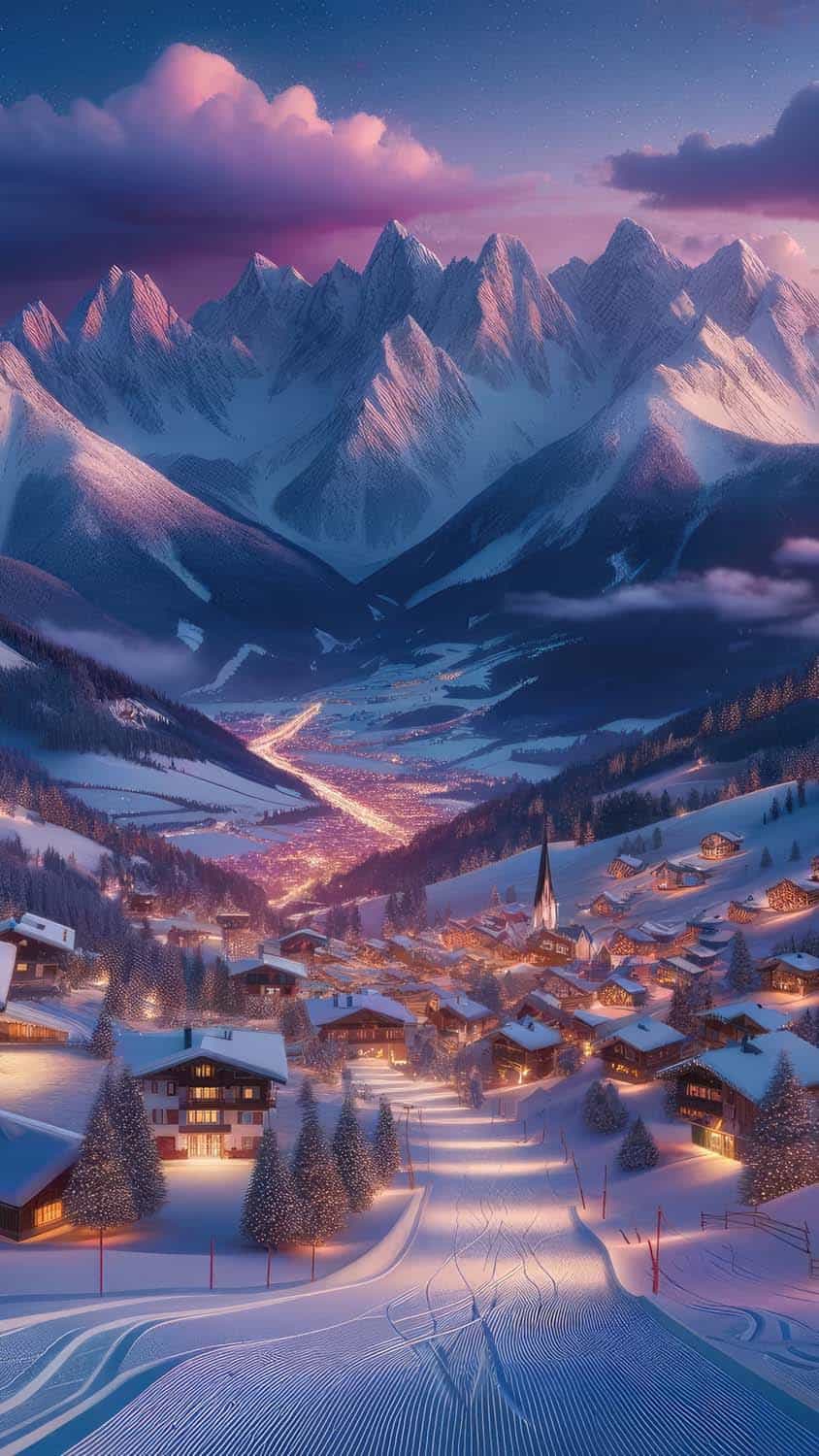 Winter Time Village iPhone Wallpaper