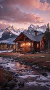 Wooden House in Nature iPhone Wallpapers