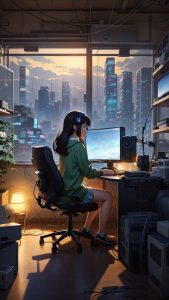 Workstation Girl iPhone Wallpaper