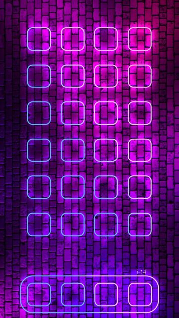 iOS 17 App Dock Neon iPhone Wallpaper HD