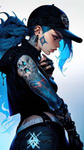 A girl bold style with a tattooed twist iPhone Wallpaper