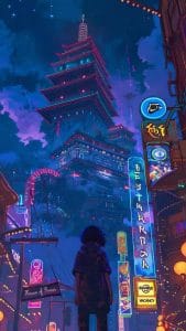 Alone in Cyberworld iPhone Wallpaper