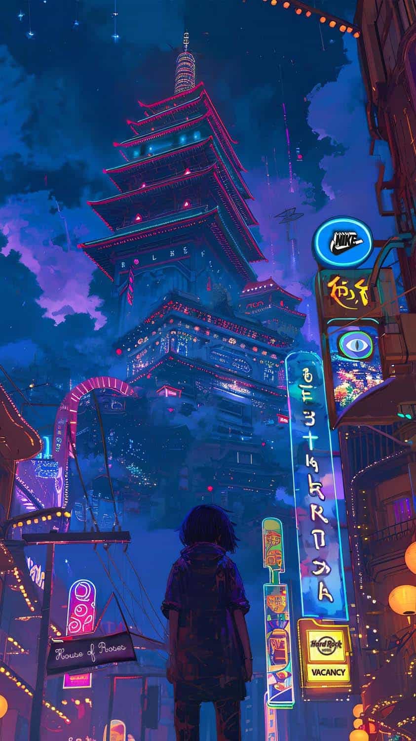 Alone in Cyberworld iPhone Wallpaper