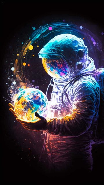 Astronaut Holding Earth in Hands iPhone Wallpaper