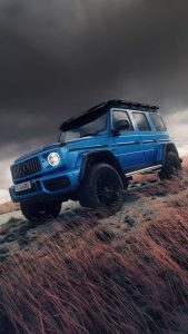 Blue mercedes Amg G63 4x4 iPhone Wallpaper