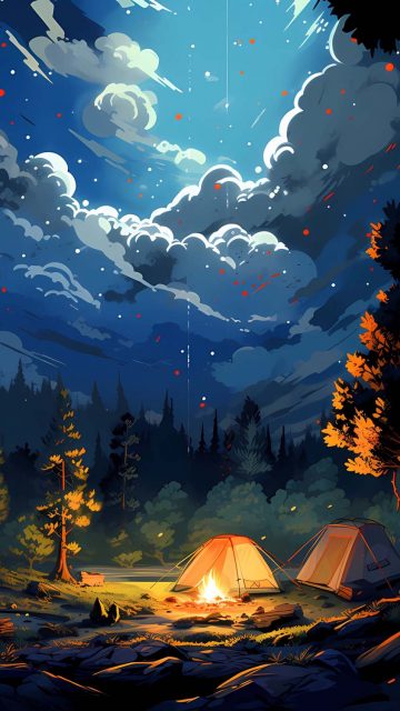 Bonfire Camping iPhone Wallpaper