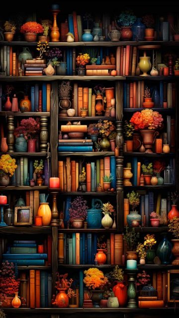 Books with Flowers iPhone Wallpaper HD