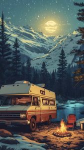 Campervan Adventures iPhone Wallpaper