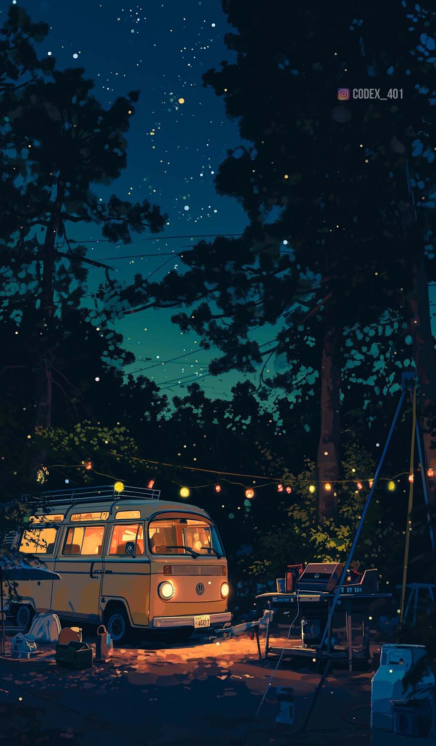 Camping RV Night iPhone Wallpapers