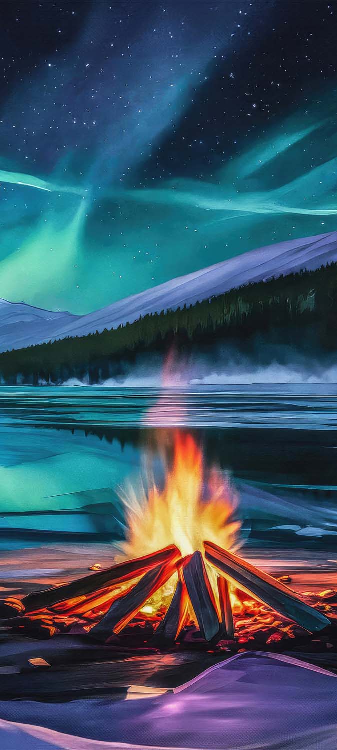 Camping in the north 4k iPhone Wallpaper