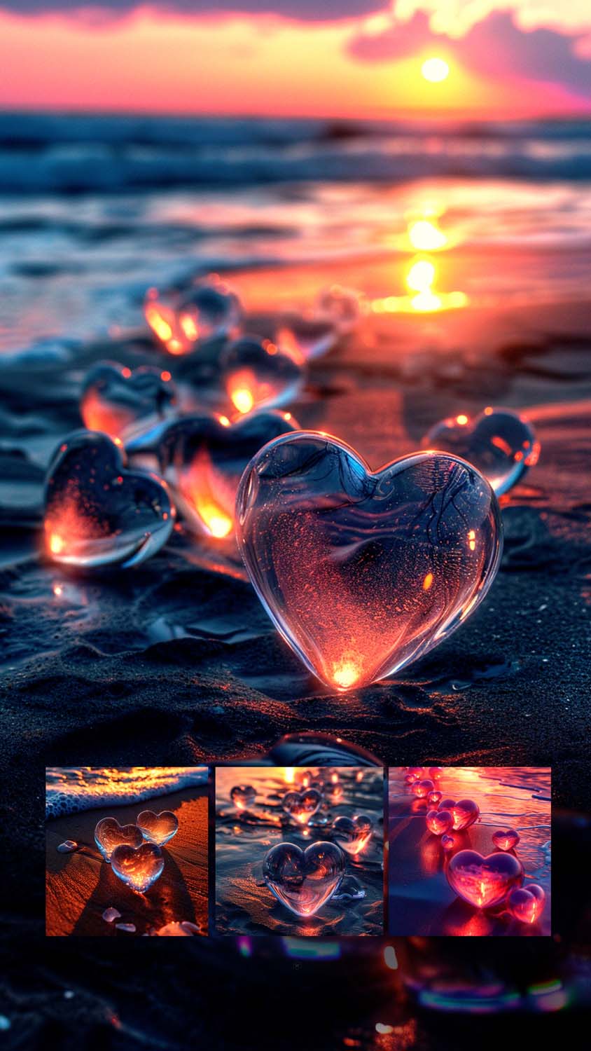 Crystal Hearts iPhone Wallpaper